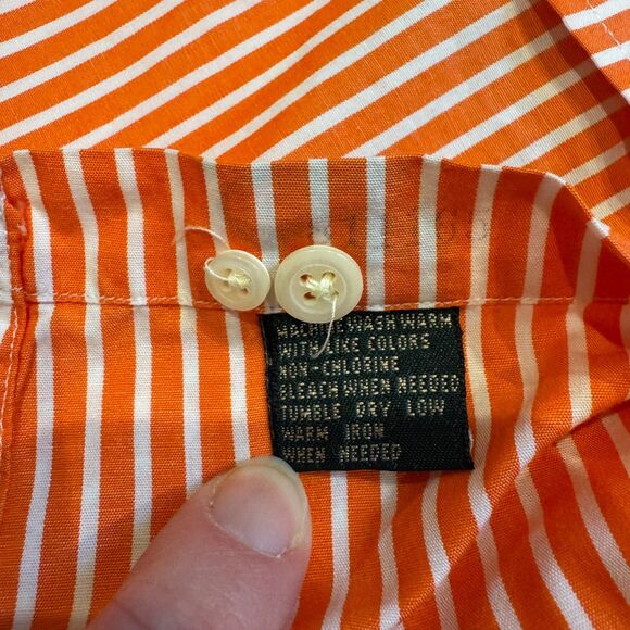 Vtg J.Crew Oarsman Orange White Stripe Button Up Shirt Men’s L Hong Kong Preppy - Picture 8 of 8